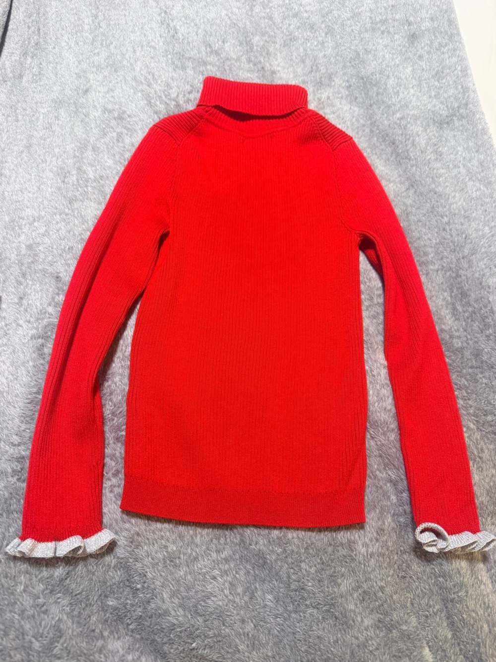 Girls Red Ribbed Turtleneck Sweater - Picture 5 of 5